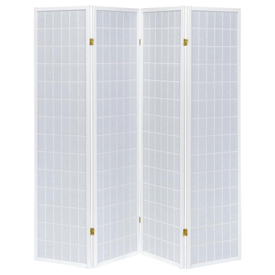 Roberto - 4 - Panel Room Divider Folding Shoji Screen - White Room Divider modern furniture Contempo Furniture
