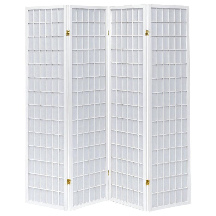 Roberto - 4 - Panel Room Divider Folding Shoji Screen - White Room Divider modern furniture Contempo Furniture