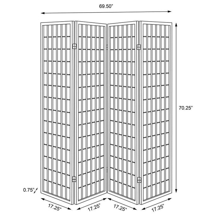 Roberto - 4 - Panel Room Divider Folding Shoji Screen - White Room Divider modern furniture Contempo Furniture