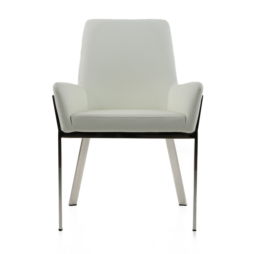 Robin Modern White Bonded Leather Dining Chair - View 2