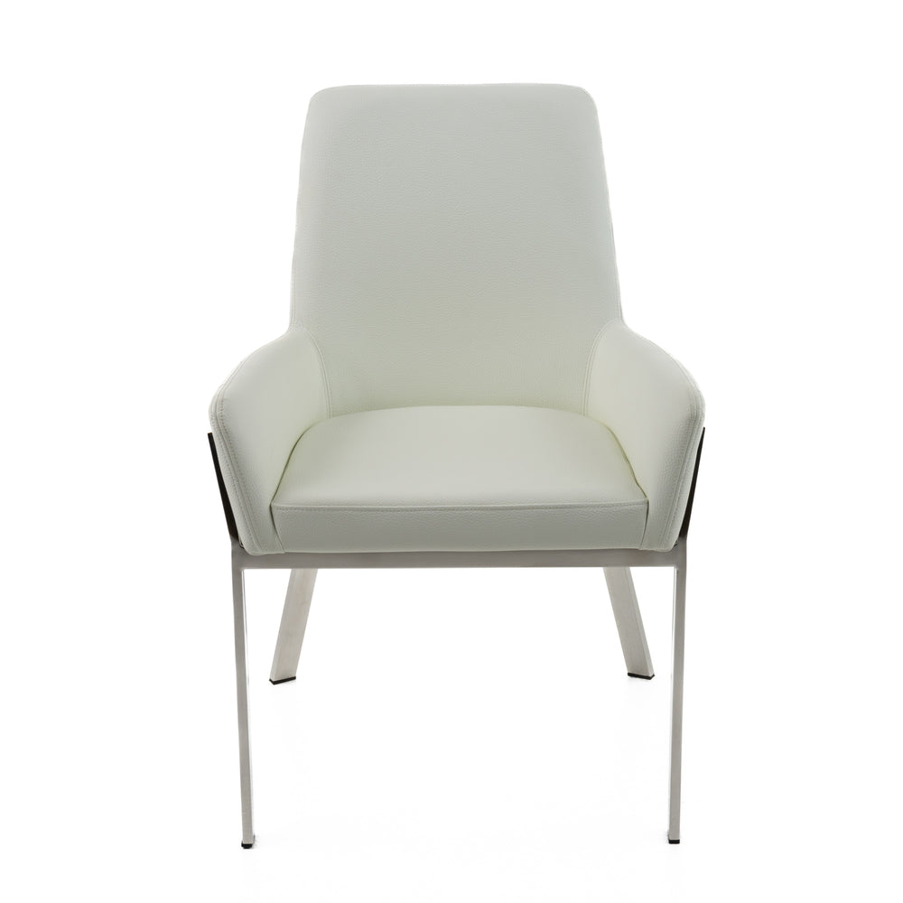 Robin Modern White Bonded Leather Dining Chair - View 3