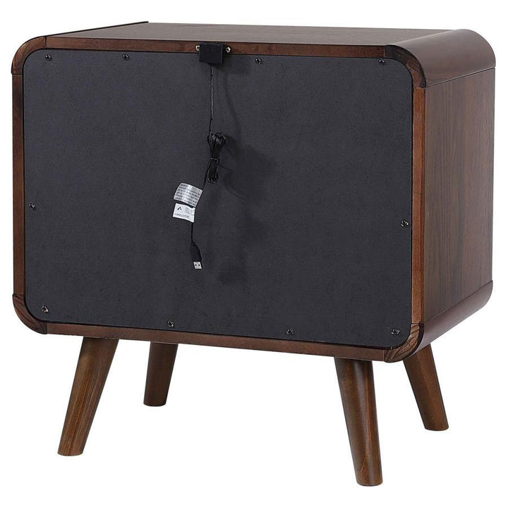 Robyn - 2 - Drawer Nightstand - Dark Walnut Nightstand w/ Charging Station modern furniture Contempo Furniture