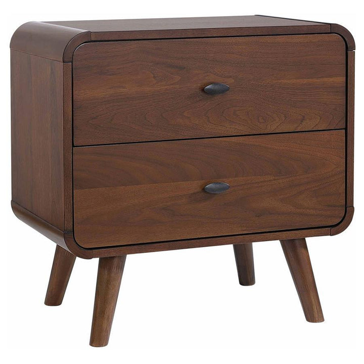 Robyn - 2 - Drawer Nightstand - Dark Walnut Nightstand w/ Charging Station modern furniture Contempo Furniture