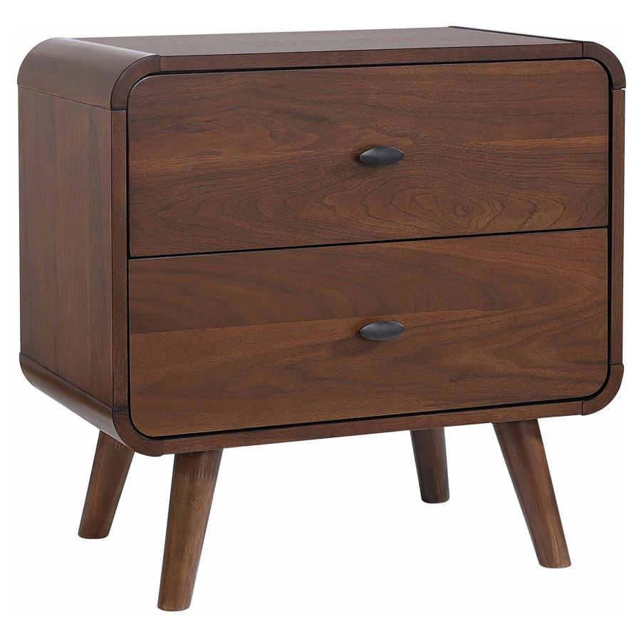 Robyn - 2 - Drawer Nightstand - Dark Walnut Nightstand w/ Charging Station modern furniture Contempo Furniture