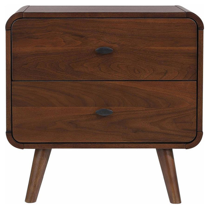 Robyn - 2 - Drawer Nightstand - Dark Walnut Nightstand w/ Charging Station modern furniture Contempo Furniture