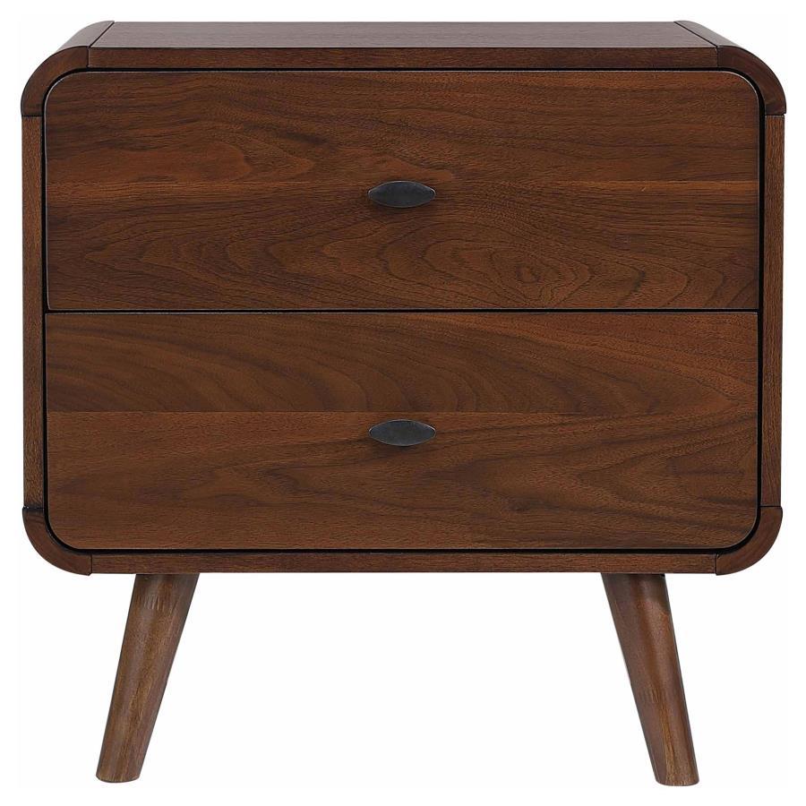 Robyn - 2 - Drawer Nightstand - Dark Walnut Nightstand w/ Charging Station modern furniture Contempo Furniture
