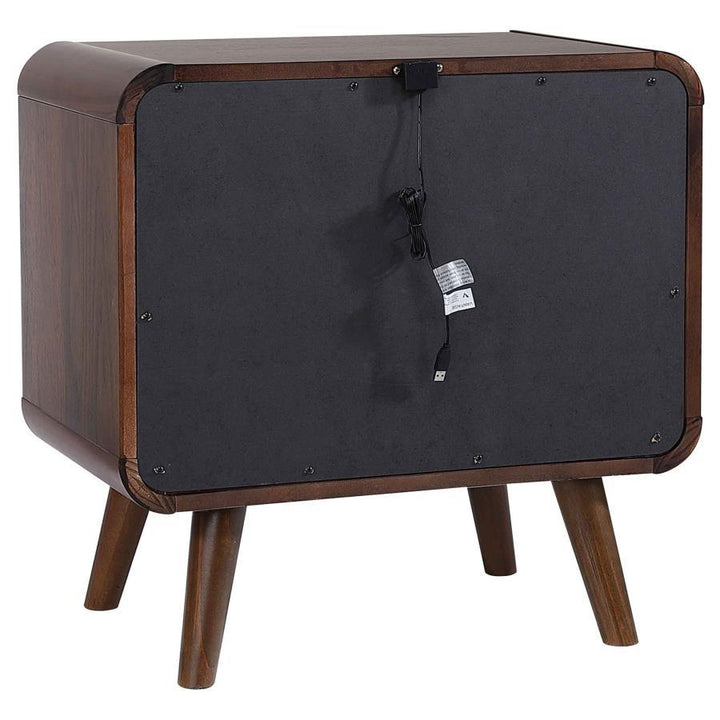 Robyn - 2 - Drawer Nightstand - Dark Walnut Nightstand w/ Charging Station modern furniture Contempo Furniture