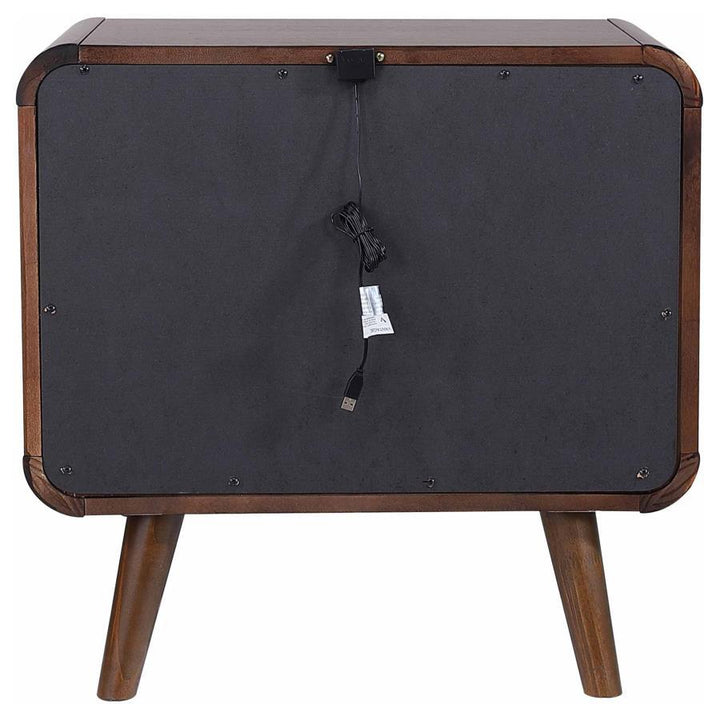 Robyn - 2 - Drawer Nightstand - Dark Walnut Nightstand w/ Charging Station modern furniture Contempo Furniture