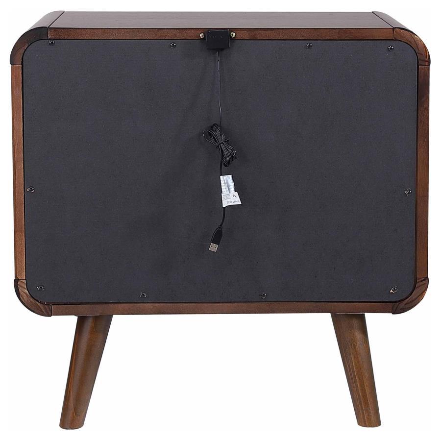 Robyn - 2 - Drawer Nightstand - Dark Walnut Nightstand w/ Charging Station modern furniture Contempo Furniture
