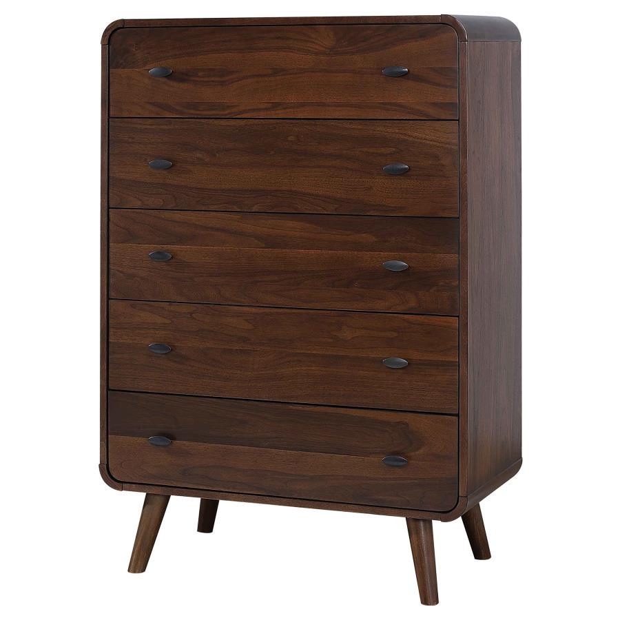 Robyn - 5 - Drawer Bedroom Chest - Dark Walnut Accent Chest modern furniture Contempo Furniture