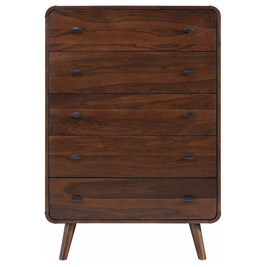 Robyn - 5 - Drawer Bedroom Chest - Dark Walnut Accent Chest modern furniture Contempo Furniture