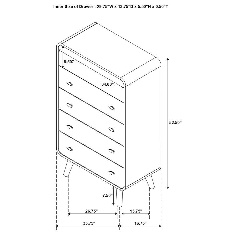 Robyn - 5 - Drawer Bedroom Chest - Dark Walnut Accent Chest modern furniture Contempo Furniture