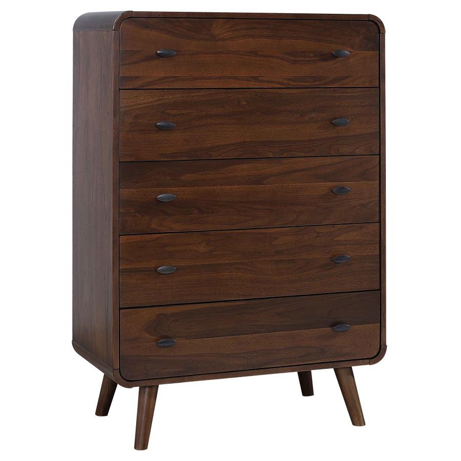 Robyn - 5 - Drawer Bedroom Chest - Dark Walnut Accent Chest modern furniture Contempo Furniture