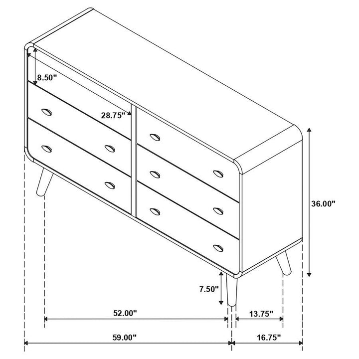 Robyn - 6 - Drawer Dresser - Dark Walnut Dressers modern furniture Contempo Furniture