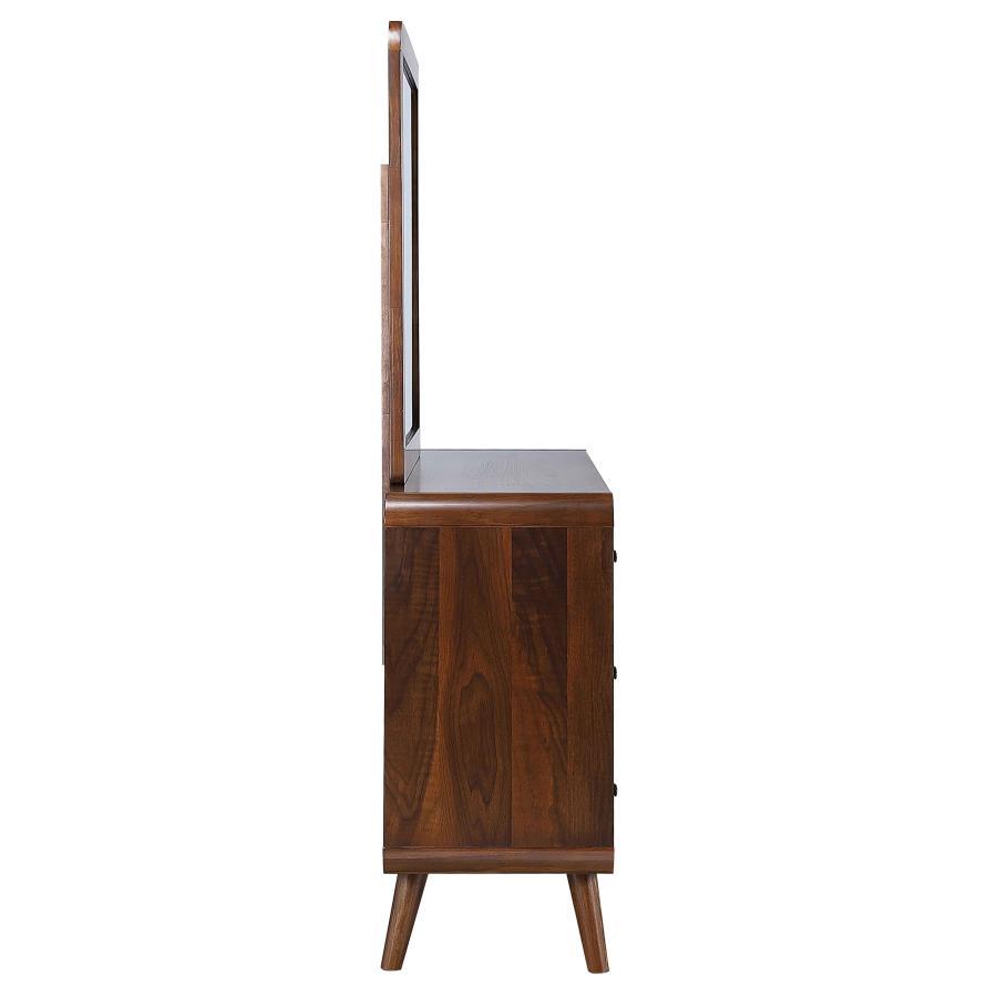 Robyn - 6 - Drawer Dresser With Mirror - Dark Walnut Dresser & Mirror modern furniture Contempo Furniture