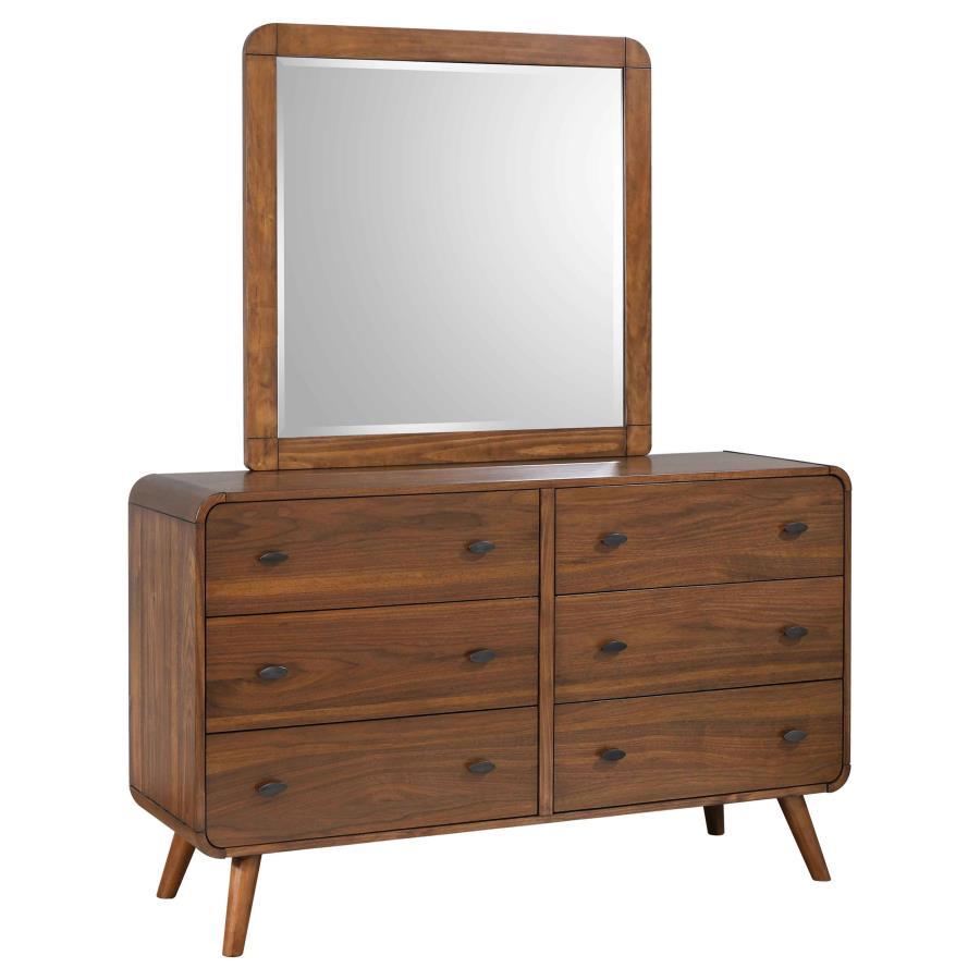 Robyn - 6 - Drawer Dresser With Mirror - Dark Walnut Dresser & Mirror modern furniture Contempo Furniture