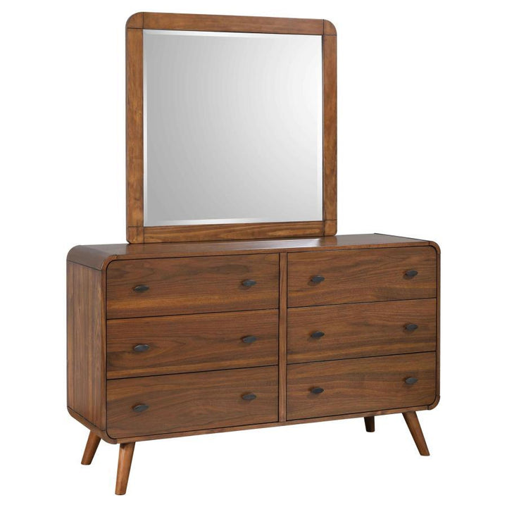 Robyn - 6 - Drawer Dresser With Mirror - Dark Walnut Dresser &amp; Mirror modern furniture Contempo Furniture