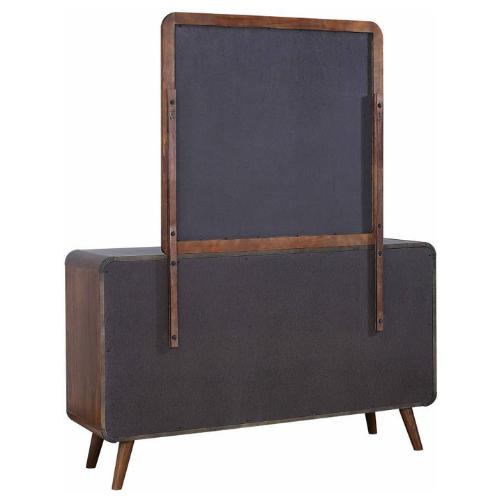Robyn - 6 - Drawer Dresser With Mirror - Dark Walnut Dresser &amp; Mirror modern furniture Contempo Furniture