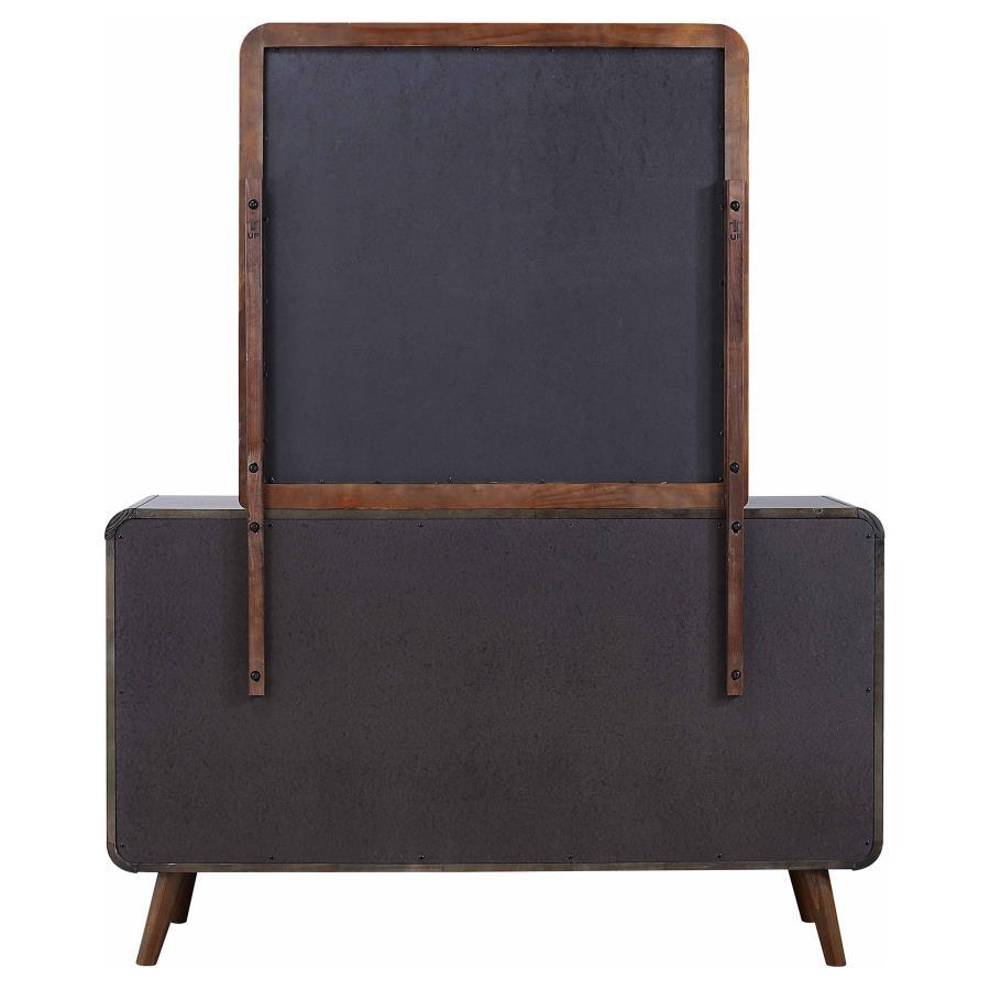 Robyn - 6 - Drawer Dresser With Mirror - Dark Walnut Dresser & Mirror modern furniture Contempo Furniture