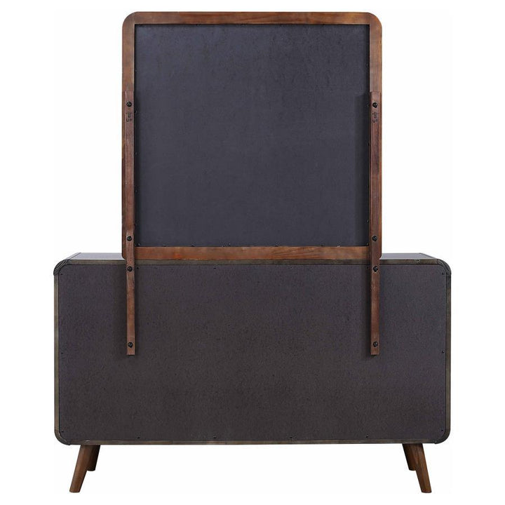 Robyn - 6 - Drawer Dresser With Mirror - Dark Walnut Dresser &amp; Mirror modern furniture Contempo Furniture