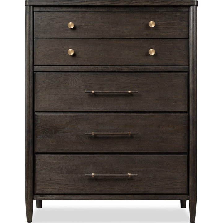 Rockport Five Drawer Oak Wood Chest in Yin Chest modern furniture Contempo Furniture