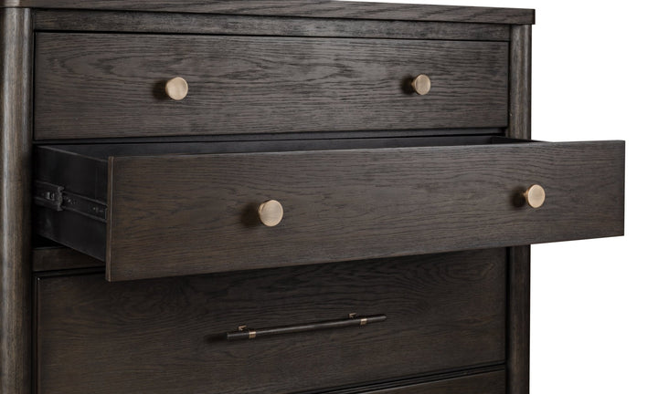 Rockport Five Drawer Oak Wood Chest in Yin Chest modern furniture Contempo Furniture