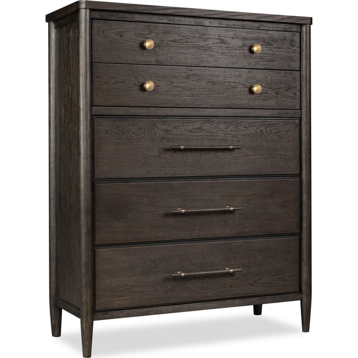 Rockport Five Drawer Oak Wood Chest in Yin Chest modern furniture Contempo Furniture