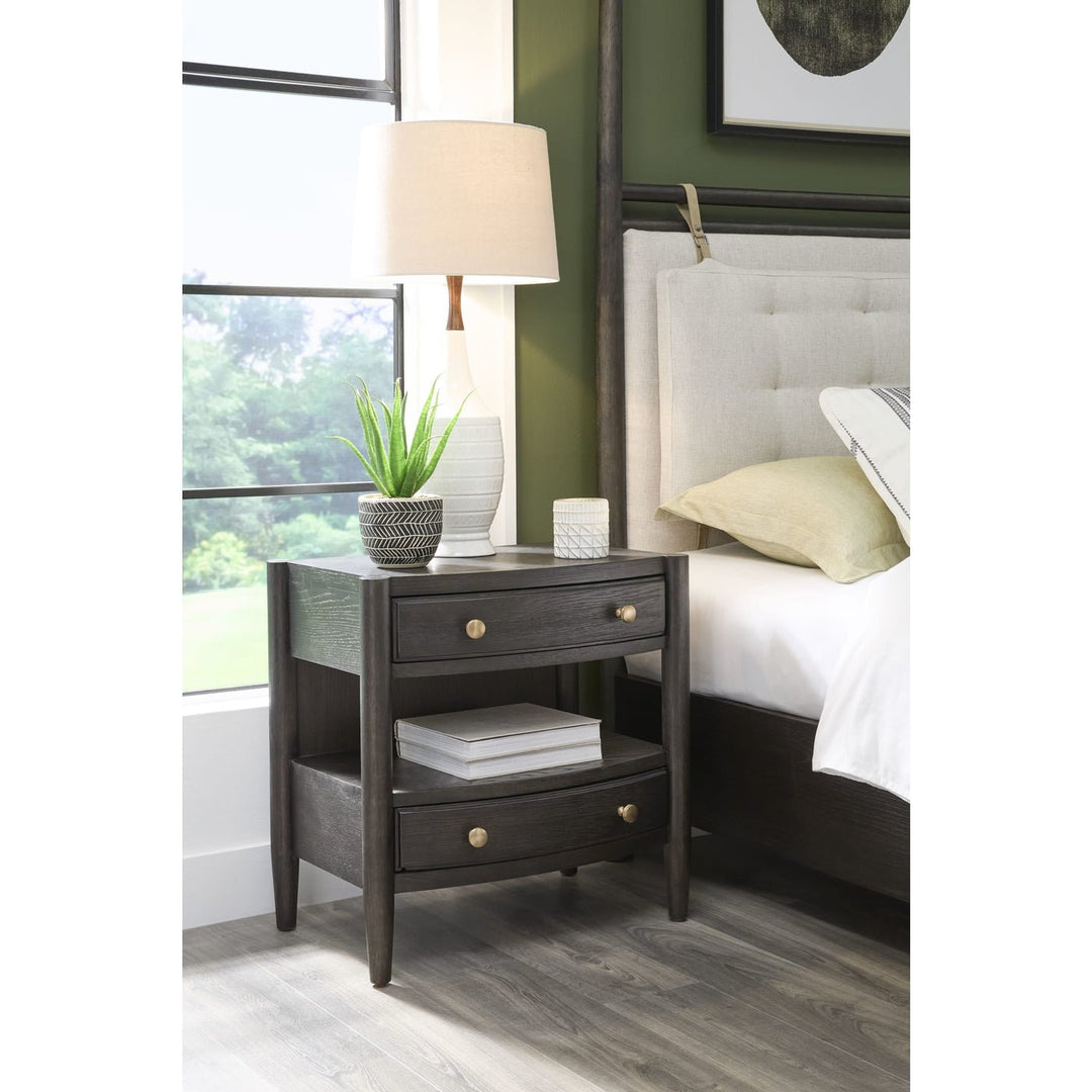 Rockport Two Drawer One Shelf Oak Wood Nightstand in Yin Nightstand modern furniture Contempo Furniture