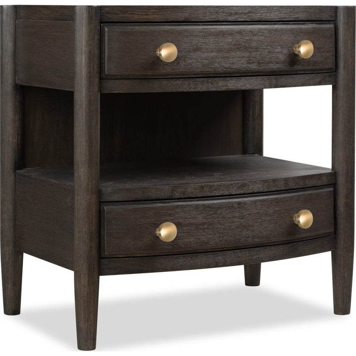 Rockport Two Drawer One Shelf Oak Wood Nightstand in Yin Nightstand modern furniture Contempo Furniture