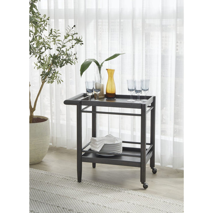 Rockport Two Shelf Rolling Bar Cart in Yin Cart modern furniture Contempo Furniture