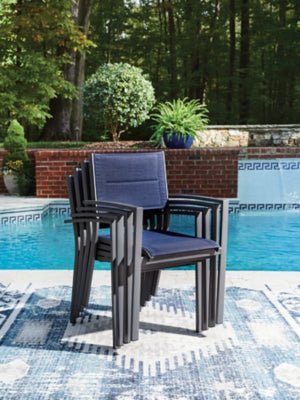 Rocky Creek Outdoor Sling Arm Chair (Set of 4) - Blue Chair Set modern furniture Contempo Furniture
