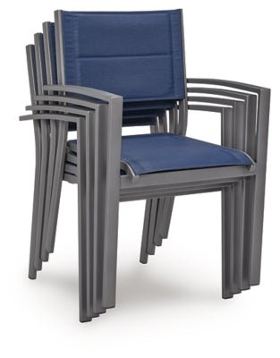 Rocky Creek Outdoor Sling Arm Chair (Set of 4) - Blue Chair Set modern furniture Contempo Furniture