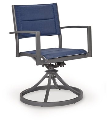 Rocky Creek Outdoor Sling Swivel Chair (Set of 2) - Blue Chair Set modern furniture Contempo Furniture