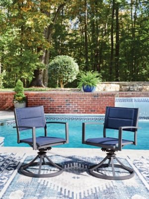 Rocky Creek Outdoor Sling Swivel Chair (Set of 2) - Blue Chair Set modern furniture Contempo Furniture