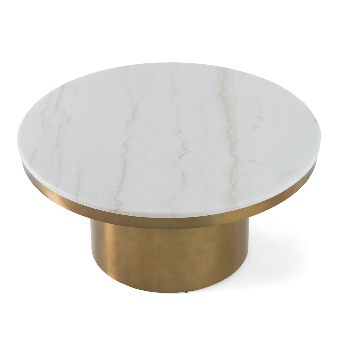 Rocky  Glam White & Gold Coffee Table