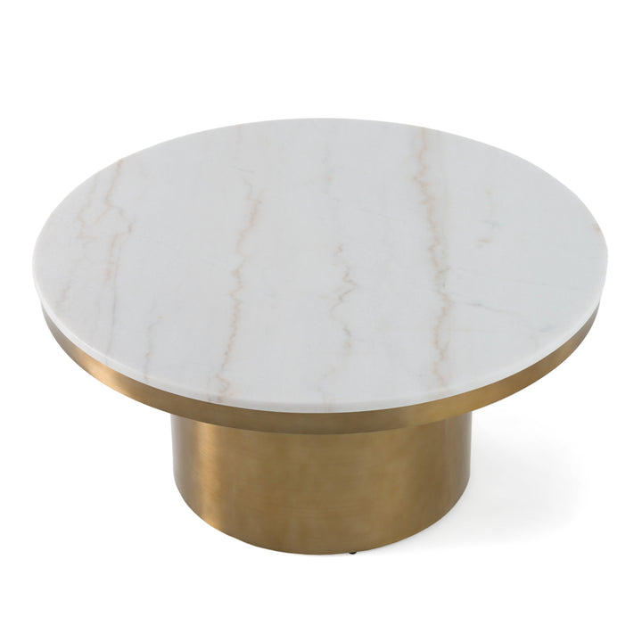 Rocky  Glam White & Gold Coffee Table