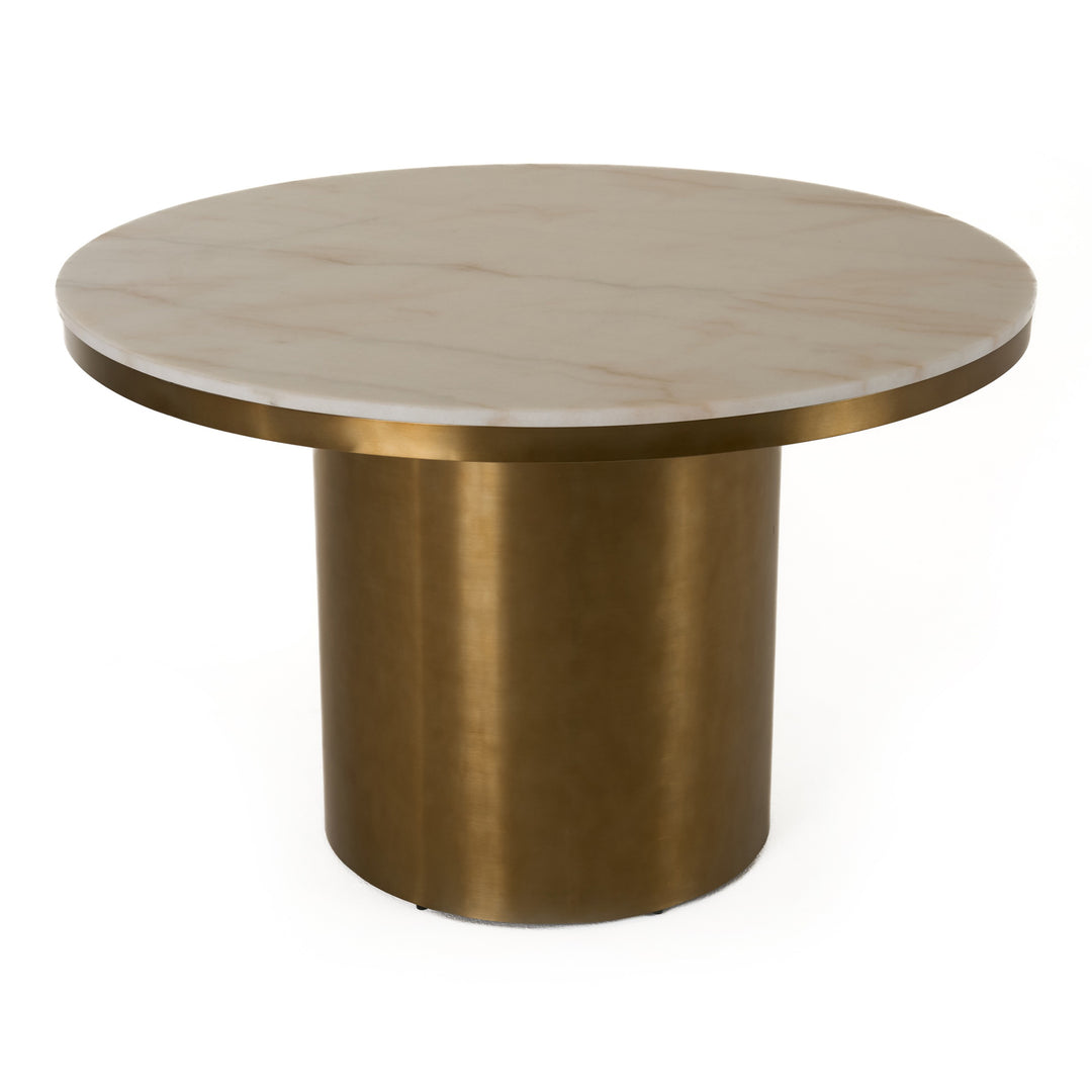 Rocky - Glam White Marble & Brush Gold Round Dining Table
