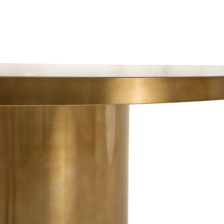 Rocky - Glam White Marble &amp; Brush Gold Round Dining Table