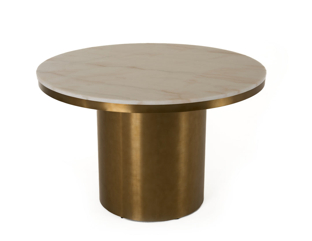 Rocky - Glam White Marble & Brush Gold Round Dining Table