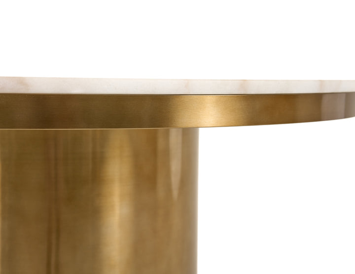 Rocky - Glam White Marble &amp; Brush Gold Round Dining Table