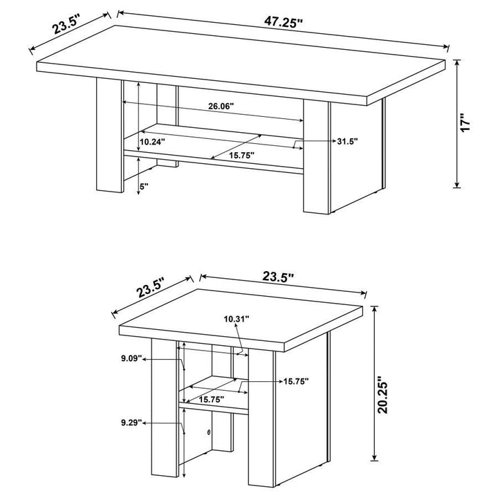 Rodez - 3 Piece Engineered Wood Coffee Table Set - Black Oak Table Set modern furniture Contempo Furniture