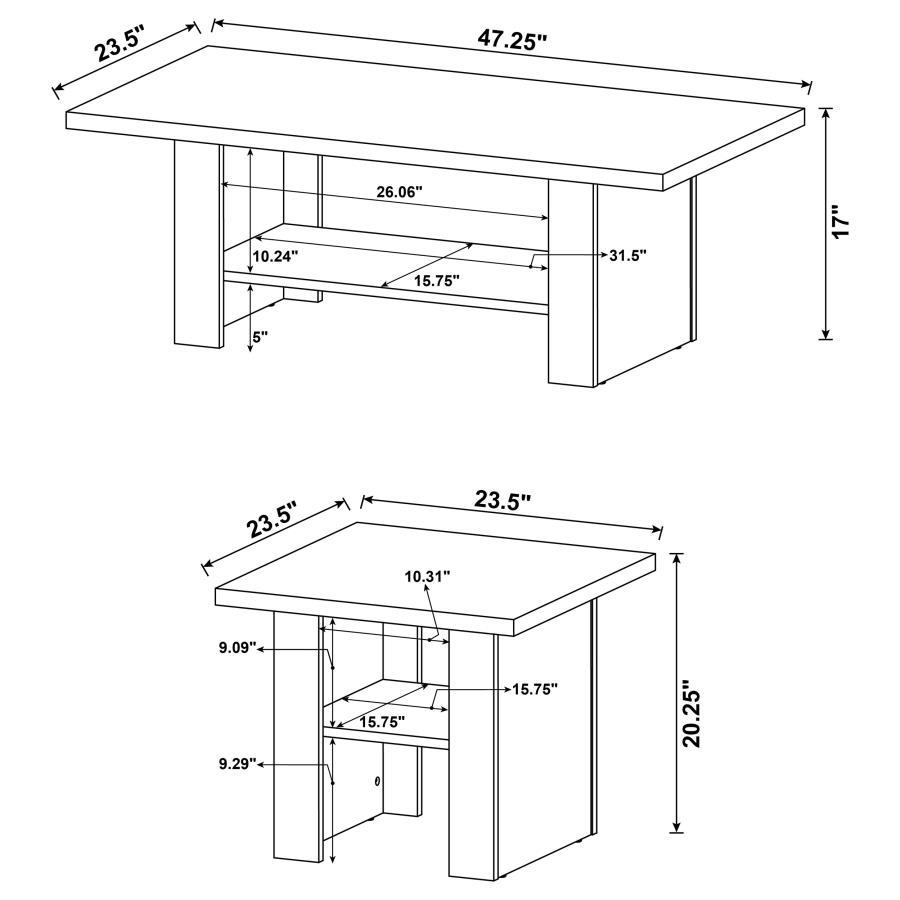 Rodez - 3 Piece Engineered Wood Coffee Table Set - Black Oak Table Set modern furniture Contempo Furniture