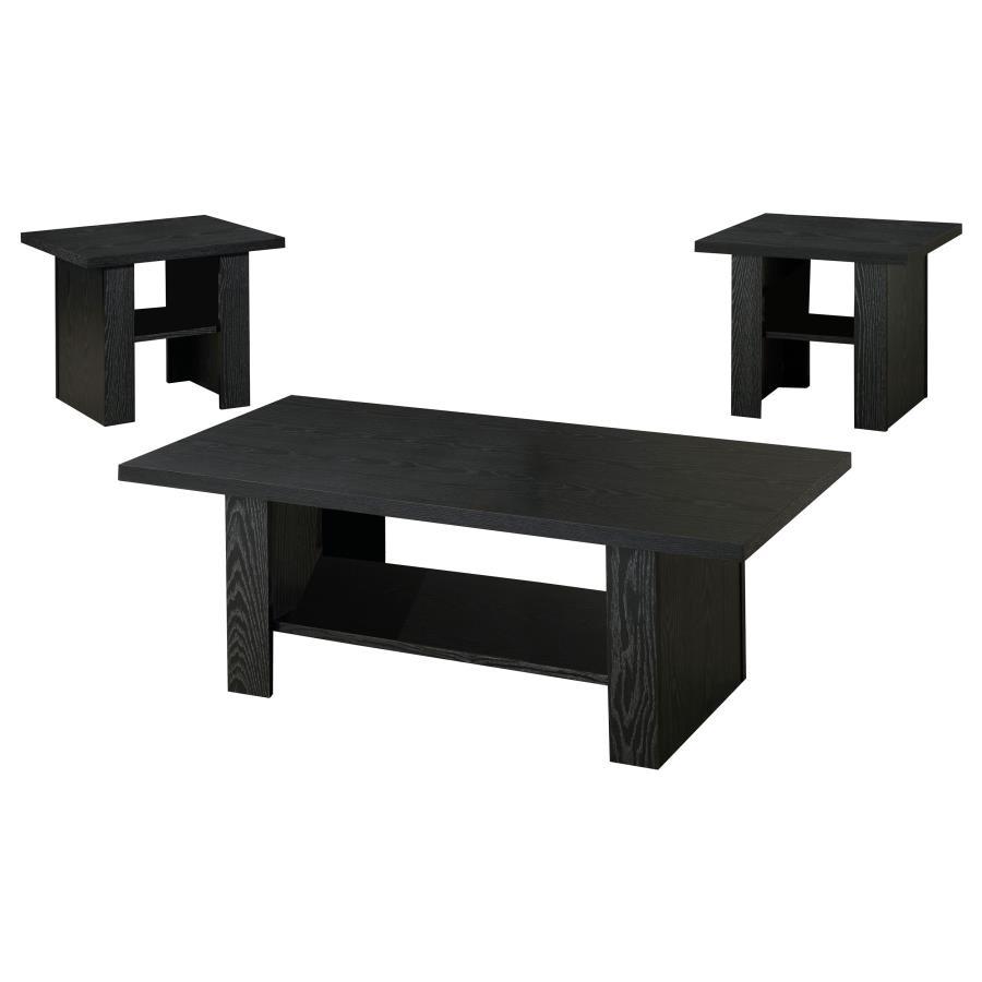 Rodez - 3 Piece Engineered Wood Coffee Table Set - Black Oak Table Set modern furniture Contempo Furniture