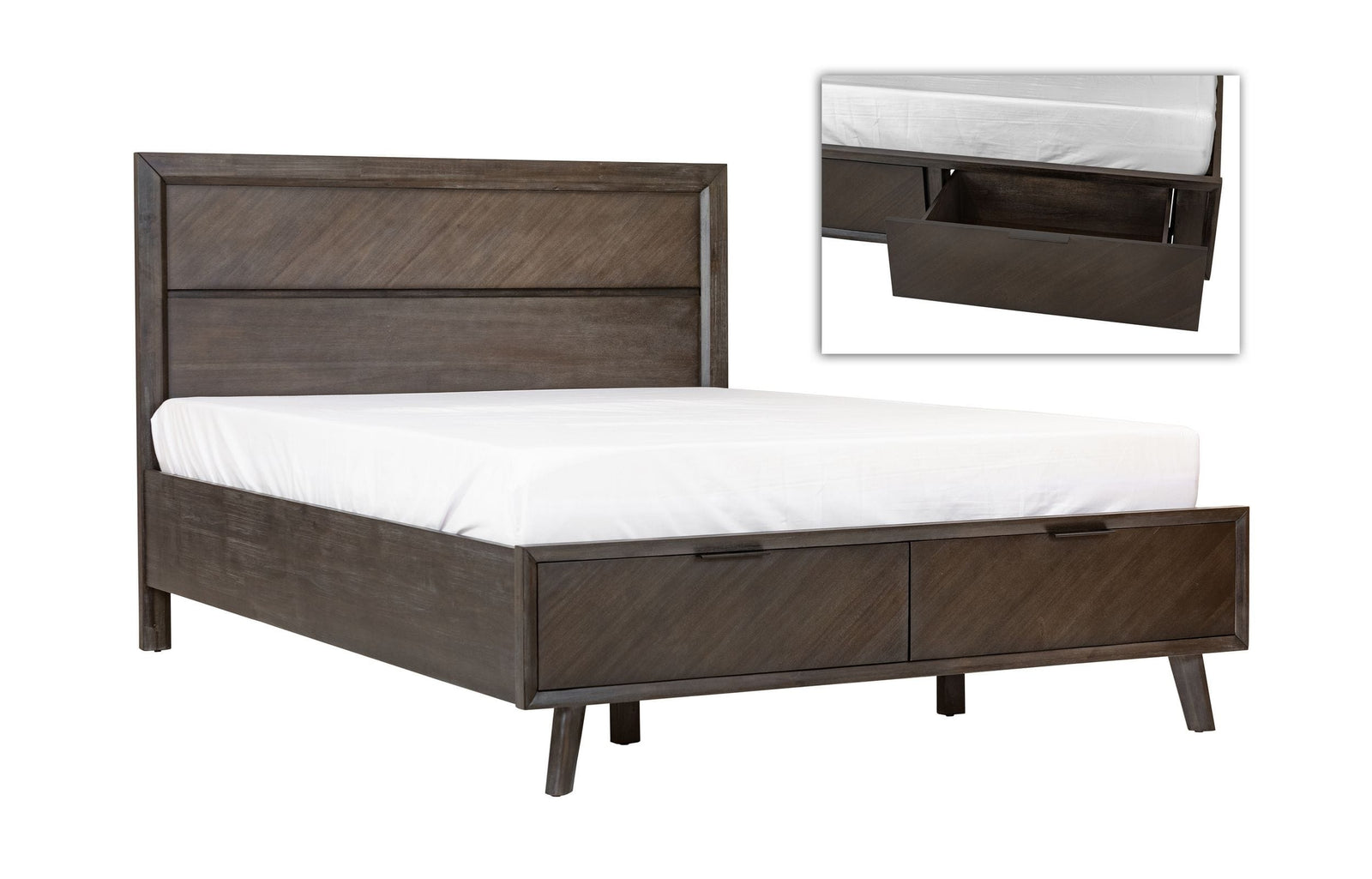 Roger - Queen Mid-century Acacia Bed