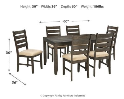 Rokane Dining Table and Chairs (Set of 7) - Dark Brown 7 Piece Dining Room Set modern furniture Contempo Furniture