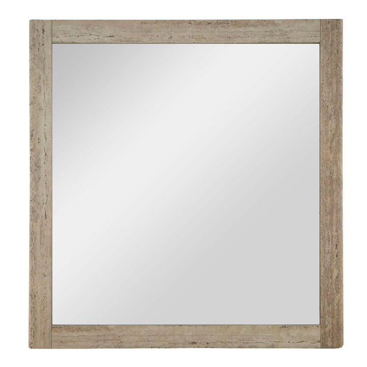 Roma - Modern Faux Travertine + Gold Mirror