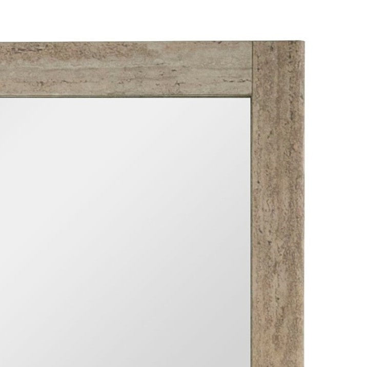 Roma - Modern Faux Travertine + Gold Mirror
