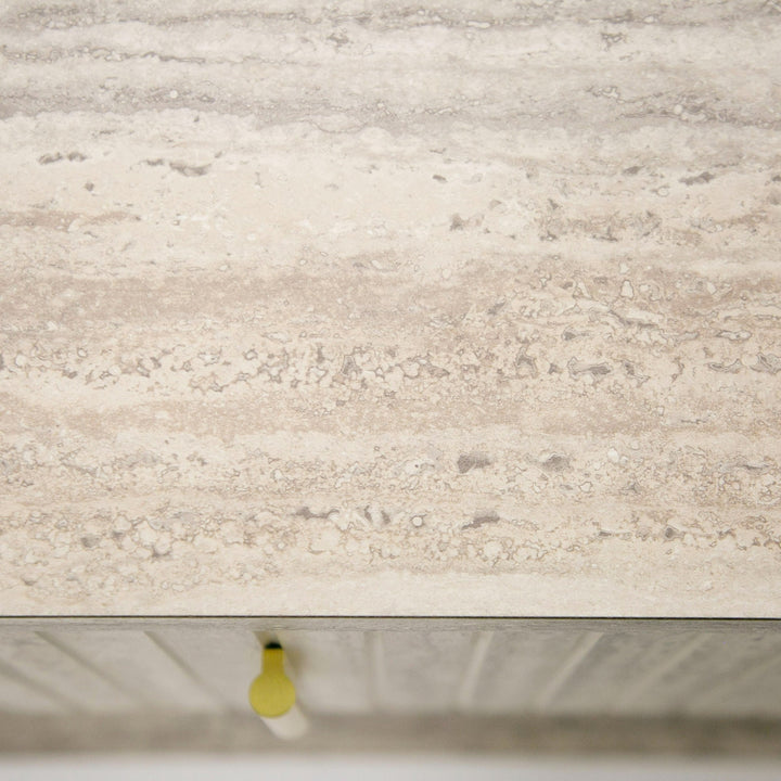 Roma  Modern Faux Travertine + Gold Nightstand