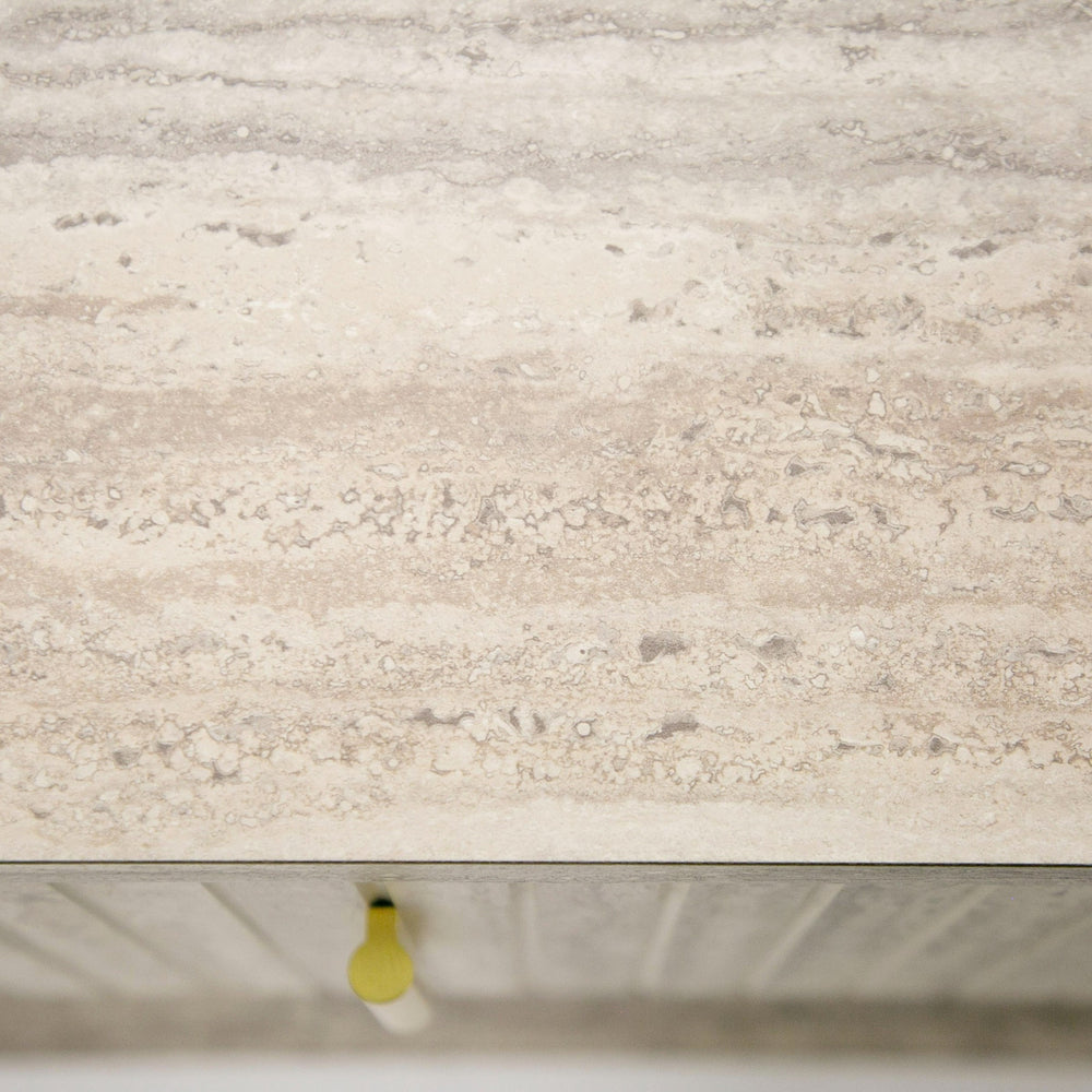Roma - Modern Faux Travertine + Gold Nightstand - View 8