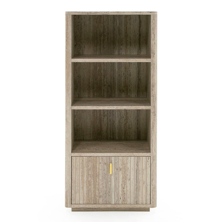 Roma - Modern Faux Travertine + Gold Bookcase